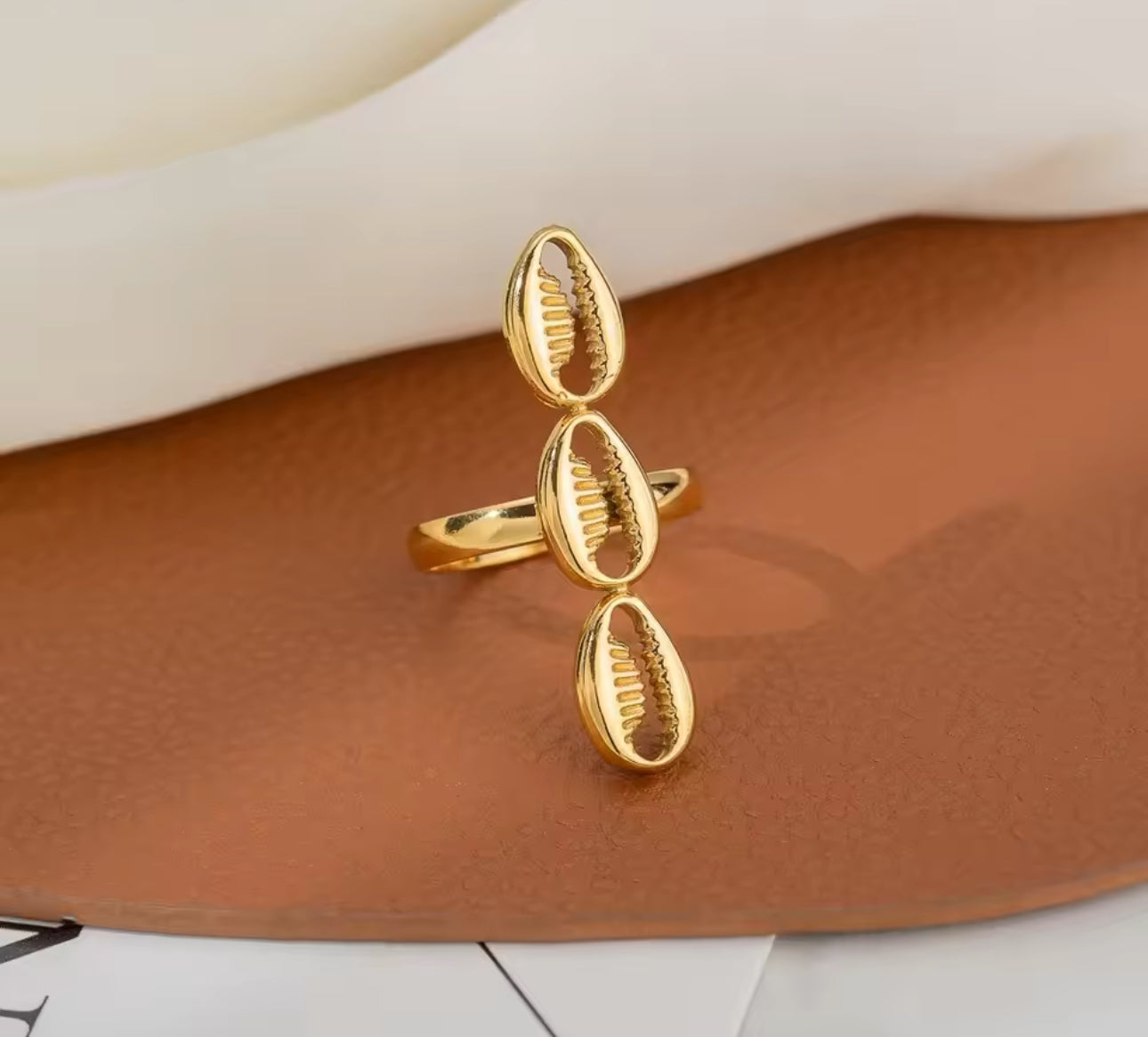 Triple Golden Shell Ring