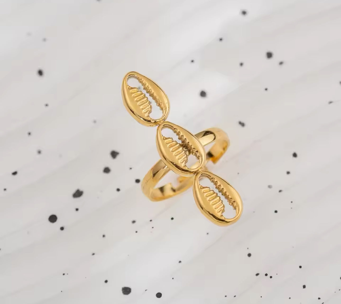 Triple Golden Shell Ring