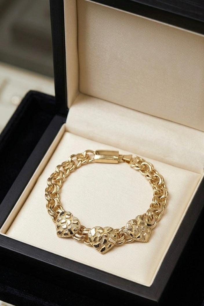 Triple Nugget Heart Bracelet