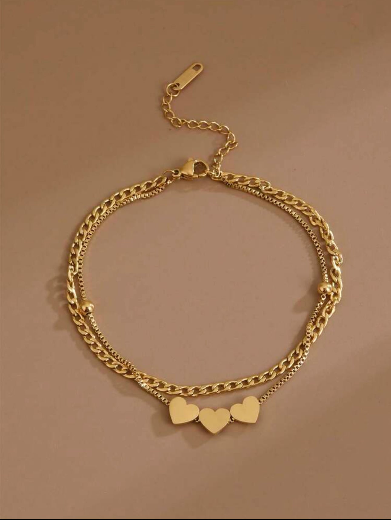 Triple Heart Anklet