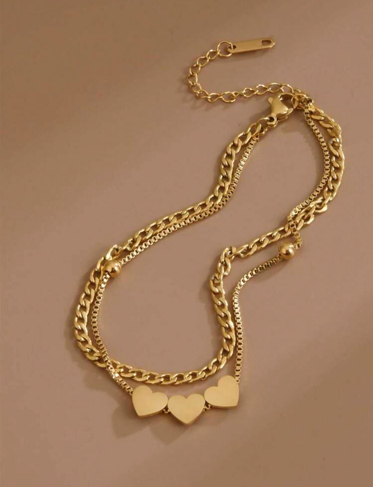 Triple Heart Anklet