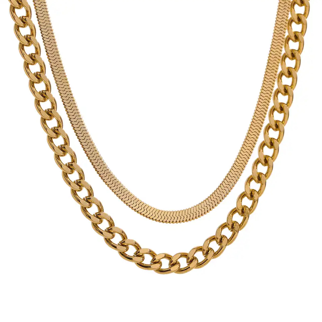 Layered Cuban & Herringbone Chain