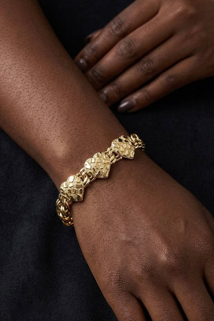 Triple Nugget Heart Bracelet