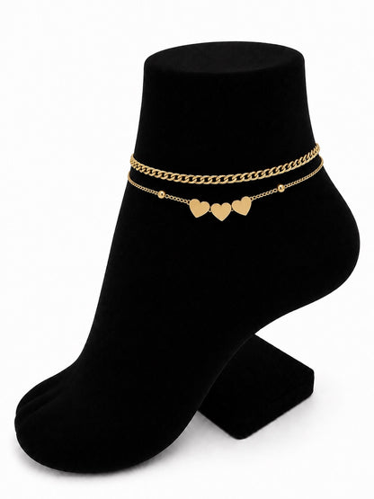 Triple Heart Anklet