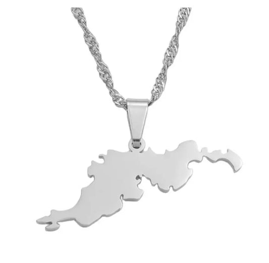 Silver Tortola ( island shape) Necklace